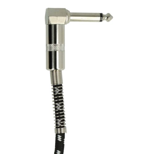 VHBW Guitar Cable 6.35 mm Jack Plug - 30 cm, Braided, White/Silver