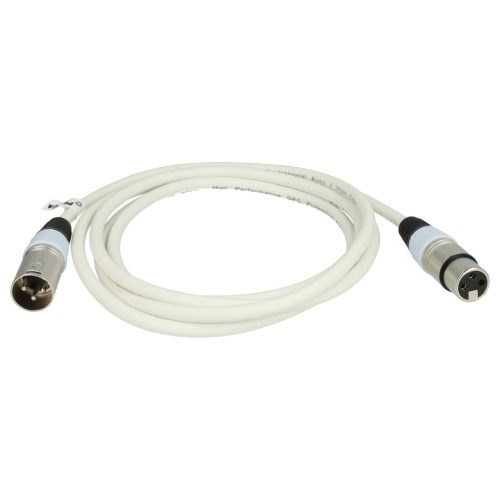 DMX kábel - XLR dugó XLR aljzat, 3 tűs, 200 cm, fehér