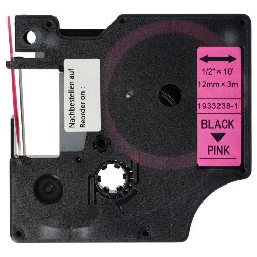 VHBW Dymo D1 Label Tape, 1933238-1, 12 mm, Black-Pink