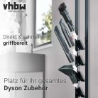 VHBW Dyson Handstaubsauger Ständer + 4 Zubehörhalter, schwarz