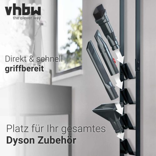 VHBW Dyson Handstaubsauger Ständer + 4 Zubehörhalter, schwarz