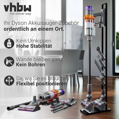 VHBW Dyson Handstaubsauger Ständer + 4 Zubehörhalter, schwarz