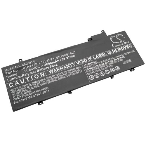 VHBW Notebook akkumulátor  Lenovo 01AV478, L17L3P71, 01AV479, 01AV480 - 4600 mAh 11,58 V Li-polymer
