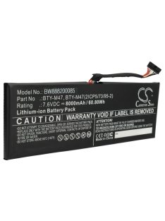   Notebook akkumulátor  MSI BTY-M47-hez - 8060 mAh 7,6 V Li-Ion, fekete