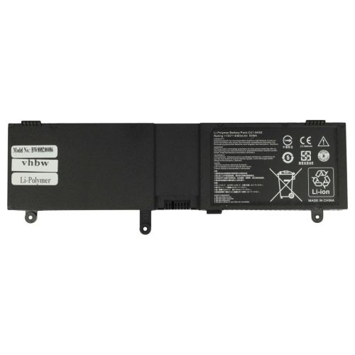 VHBW Notebook Battery Asus 0B200-00390000, 0B200-00390100 - 4000 mAh 15 V Li-polymer, black