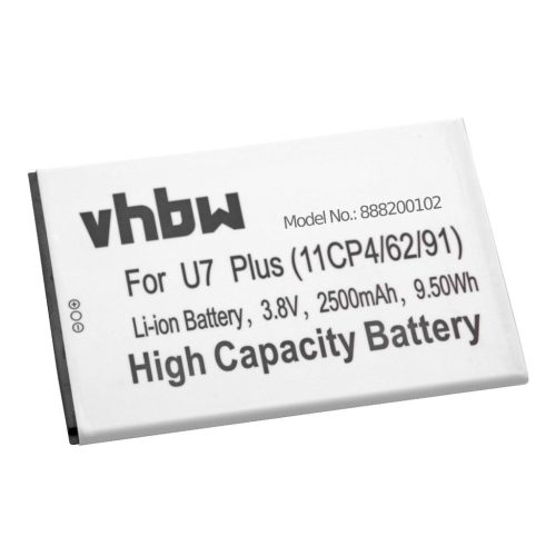 VHBW Mobile Phone Battery for Oukitel 11CP4/62/91 - 2500 mAh 3.8 V Li-Ion - Smartphone Battery