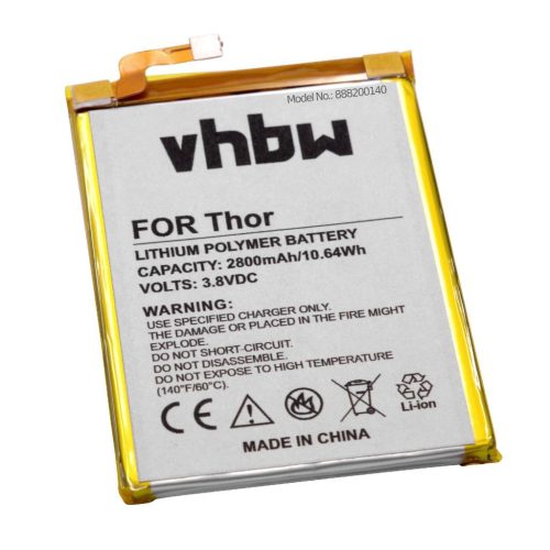 VHBW Mobiltelefon akkumulátor Vernee Thorhoz - 2800 mAh 3,8 V Li-polimer - Okostelefon akkumulátor