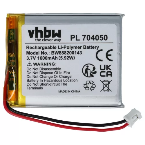 VHBW Battery Fatboy PN704050 - 1600 mAh 3.7 V Li-polymer