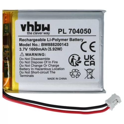 VHBW Battery Fatboy PN704050 - 1600 mAh 3.7 V Li-polymer