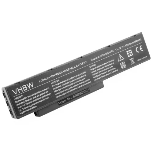 VHBW Notebook Battery Fujitsu-Siemens 3UR18650-2-T0182 - 5200 mAh 11.1 V Li-Ion, black
