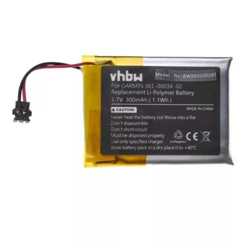 VHBW Garmin 361-00034-02 Smartwatch Battery – 300 mAh 3.7 V Li-polymer