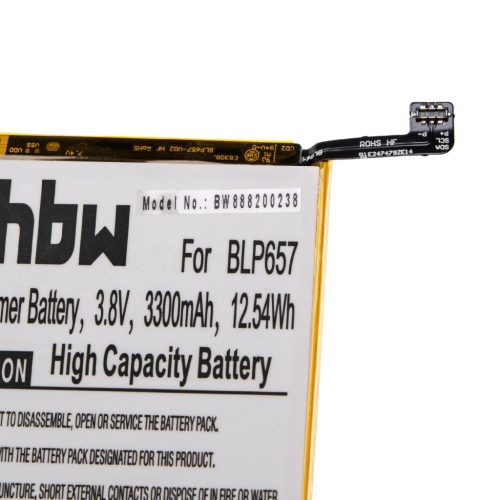 VHBW Mobile Phone Battery for OnePlus BLP657 - 3300 mAh 3.85 V Li-Polymer - Smartphone Battery