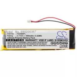   VHBW Vezeték nélküli fejhallgató akku a Midland 752068PL-hez - 950 mAh 3,7 V Li-polimer