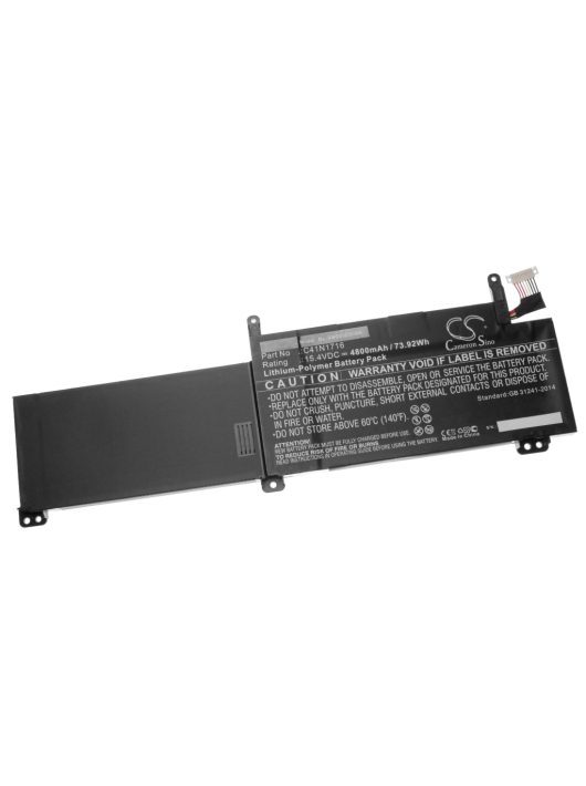 Notebook akkumulátor  Asus C41N1716-hoz - 4800 mAh 15,4 V Li-polimer, fekete