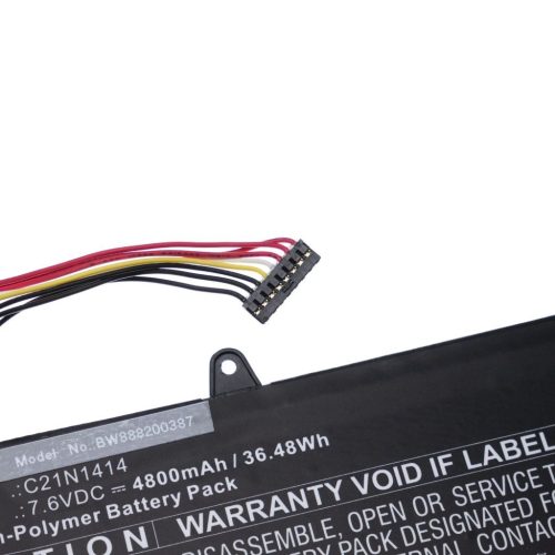 Notebook akkumulátor  Asus C21N1414, 0B200-0124000 - 4800 mAh 7,6 V Li-polimer, fekete