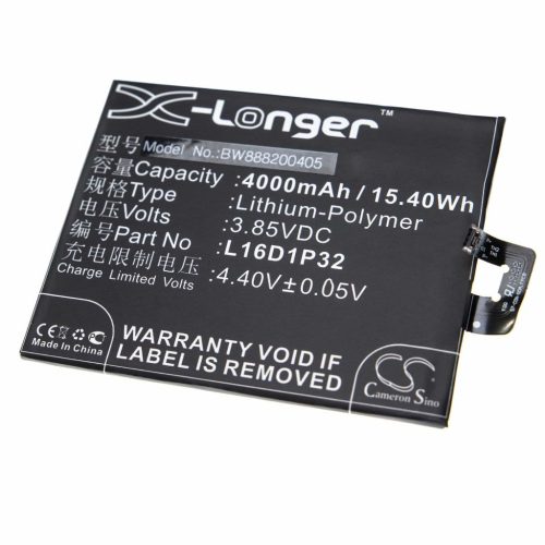VHBW Mobile Phone Battery for Lenovo L16D1P32 - 4000 mAh 3.85 V Li-Polymer - Smartphone Battery
