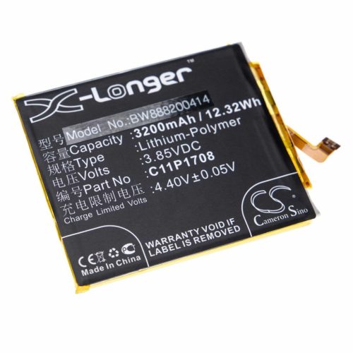 VHBW Mobile Phone Battery Asus 0B200-02890100, C11P1708 1ICP4/66/75 - 3200 mAh 3.85 V Li-polymer - Smartphone Battery