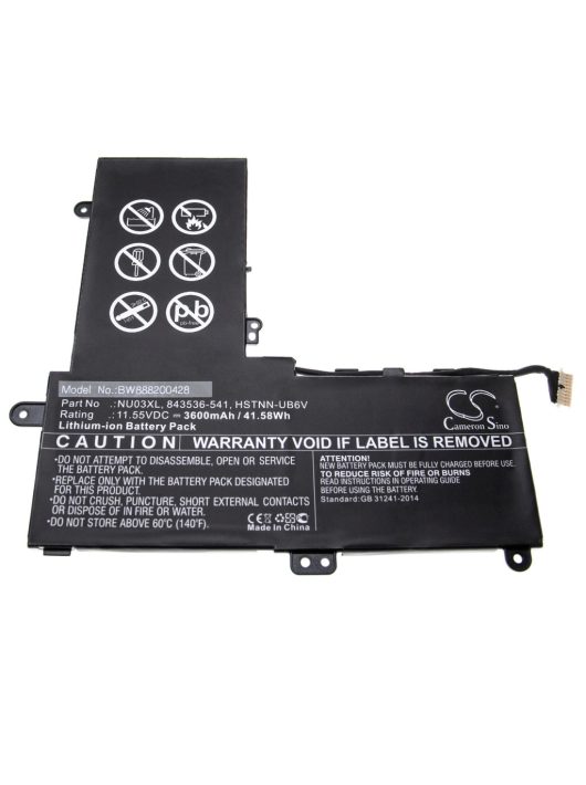 Notebook akkumulátor  HP 843536-541, 844201-850, 844201-855 - 3600 mAh 11,55 V Li-Ion, fekete