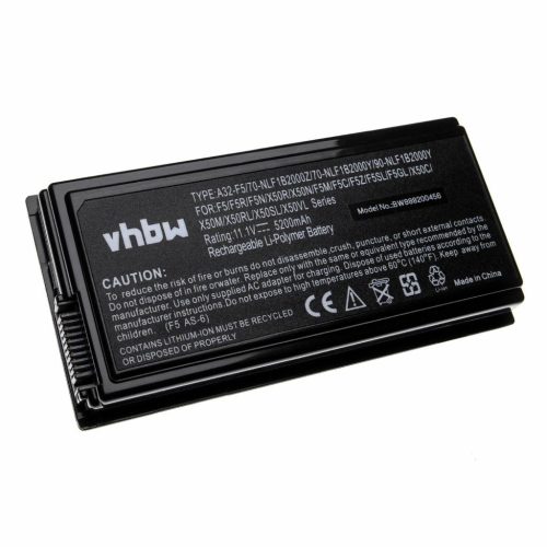 Notebook akkumulátor  Asus 70-NLF1B2000, 70-NLF1B2000Y - 5200 mAh 11,1 V Li-polimer, fekete