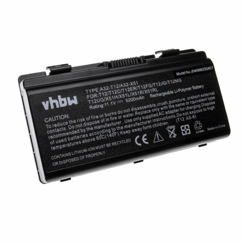 Notebook akkumulátor  Asus 70-NLF1B2000Z, 70-NLF1B2000Y - 5200 mAh 11,1 V Li-polimer, fekete