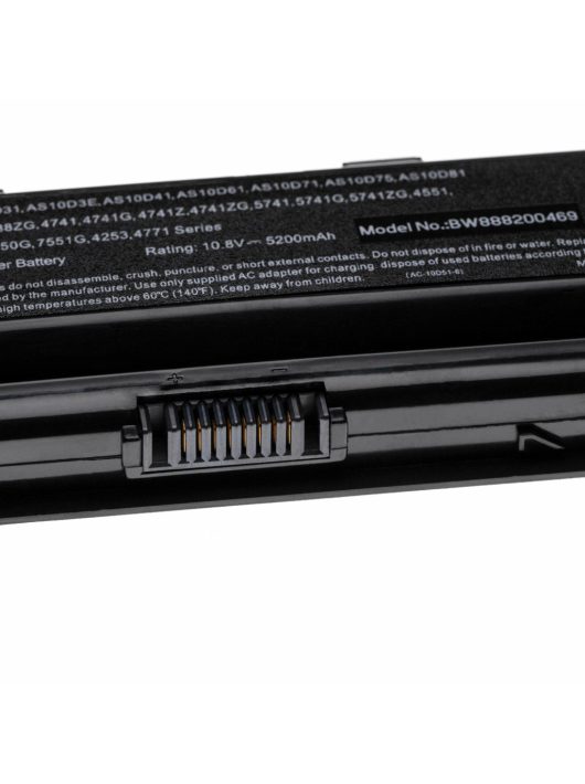 Notebook akkumulátor  Acer 31CR19/65-2, 31CR19/66-2, 31CR19/652 - 5200 mAh 10,8 V Li-polimer, fekete