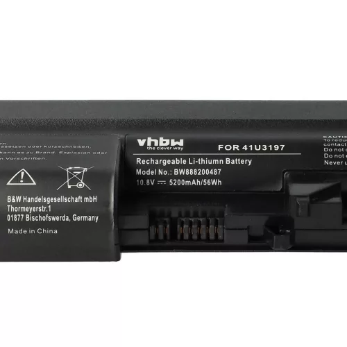 VHBW Notebook battery IBM 41U3197, 42T5228, 41U3198, 42T5227 - 5200 mAh 10.8 V Li-Ion, black