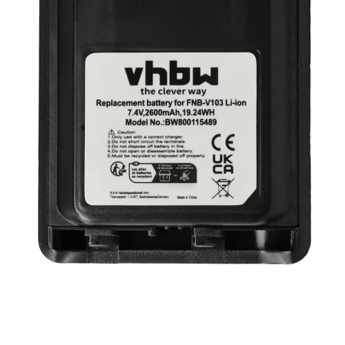 VHBW Radio Akku FNB-V132Li, FNB-V131Li - 2600 mAh 7,4 V Li-Ion