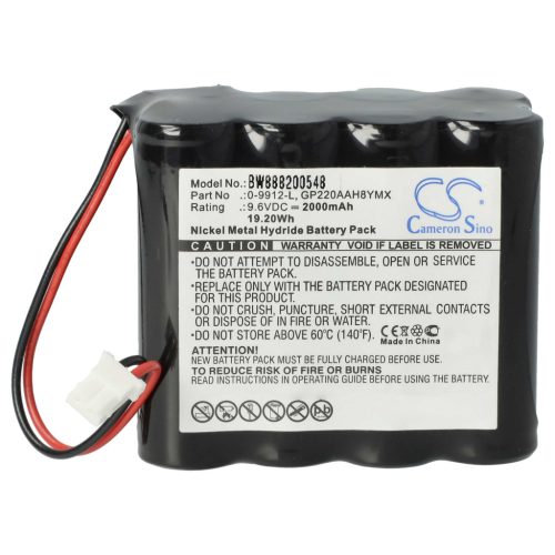 VHBW Alarmanlagen Akku Visonic GP220AAH8YMX, 0-9912-L - 2000 mAh 9,6 V NiMH