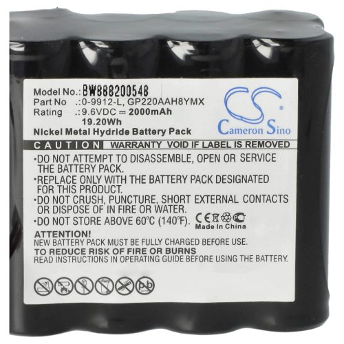 VHBW Alarmanlagen Akku Visonic GP220AAH8YMX, 0-9912-L - 2000 mAh 9,6 V NiMH