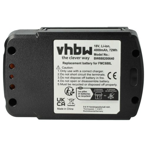 VHBW Elektromos kéziszerszámgép akkumulátor Stanley FMC687L-t – 4000 mAh, 18 V, Li-Ion