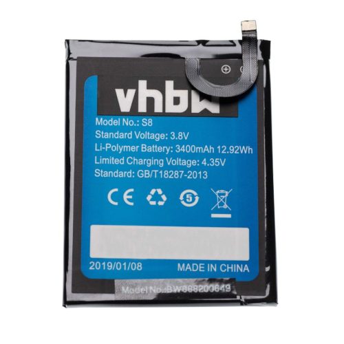 VHBW Mobile Phone Battery for HomTom S8 - 3400 mAh 3.8 V Li-Polymer - Smartphone Battery