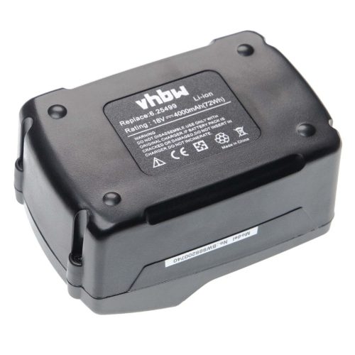 VHBW Electric Power Tool Battery Metabo 6.25455, 6.25346.00, 6.25454, 6.2410 - 4000 mAh, 18 V, Li-Ion