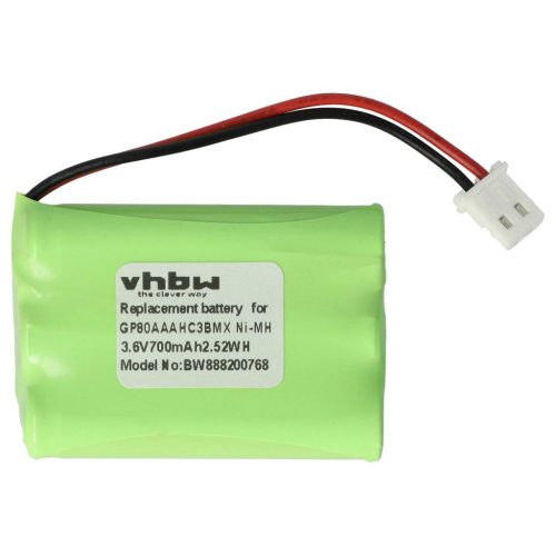 VHBW Babyphone Akku für Motorola HRMR03, GP80AAAHC3BMX - 700 mAh 3,6 V NiMH