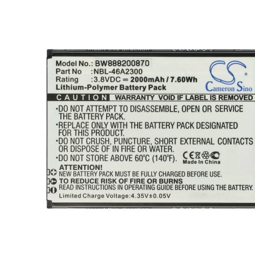 VHBW Mobile Phone Battery for TP-Link NBL-46A2300 - 2000 mAh 3.8 V Li-Polymer - Smartphone Battery