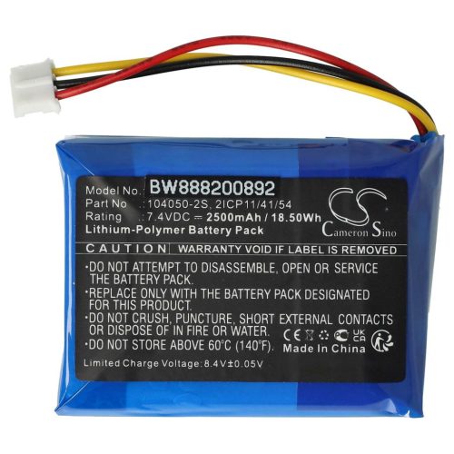 VHBW akkumulátor Philips 104050-2S, 2ICP11/41/54 Philips hangszórót - Li-polimer 2500 mAh