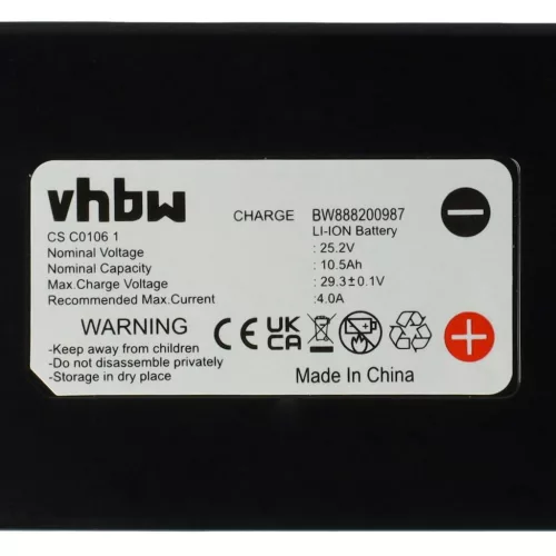 VHBW Stiga Lawn Mower Battery 1126-9138-01, 1126-9105-01 - 10200 mAh 25.2 V Li-Ion, Black