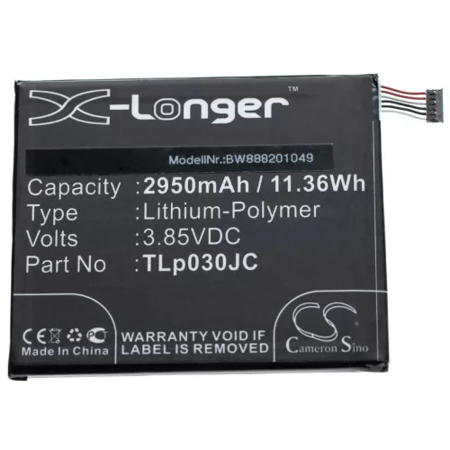 VHBW Mobile Phone Battery Alcatel CAC3000034CC, TLp030JC - 2950 mAh 3.85 V Li-Ion