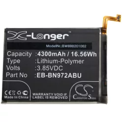   VHBW Mobiltelefon Akku Samsung EB-BN972ABU, EB-BN972ABUL - 4300 mAh 3,85 V Li-Polymer