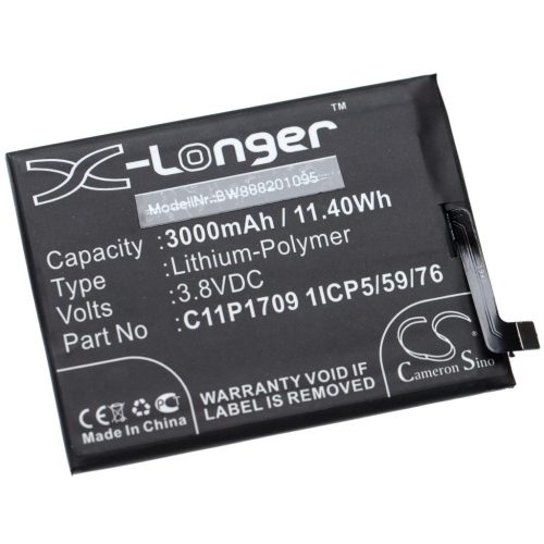 VHBW Mobile Phone Battery Asus C11P1709 1ICP5/59/76 - 3000 mAh 3.8 V Li-polymer - Smartphone Battery