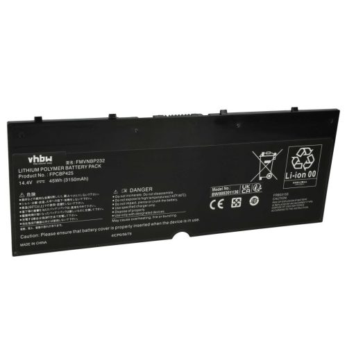 VHBW Notebook Battery Fujitsu CP651077-02, FMVNBP232, FPCBP425 - 3050 mAh 14.4 V Li-Ion, black
