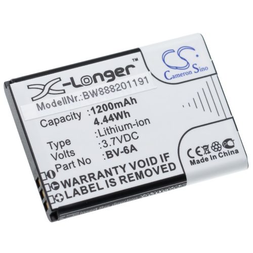 VHBW Mobile Phone Battery for Nokia BV-6A - 1200 mAh 3.7 V Li-Ion
