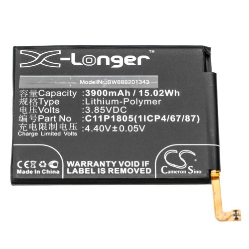 VHBW Mobile Phone Battery for Asus C11P18051ICP4/67/87 - 3900 mAh 3.85 V Li-Polymer - Smartphone Battery