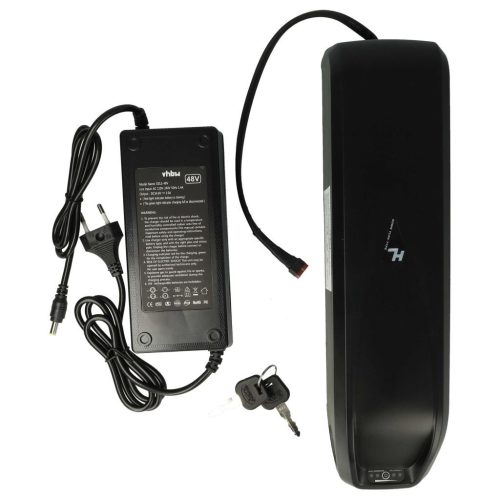 VHBW Down Tube Battery + Charger for E-Bike, Li-Ion, 48V, 10.4Ah, Black