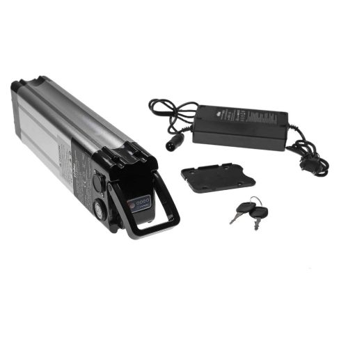 VHBW Seat Post Battery + Charger for E-Bike, Li-Ion, 48V, 14.4Ah, silver