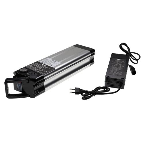 VHBW Seat Post Battery + Charger for E-Bike, Li-Ion, 48V, 14.4Ah, silver