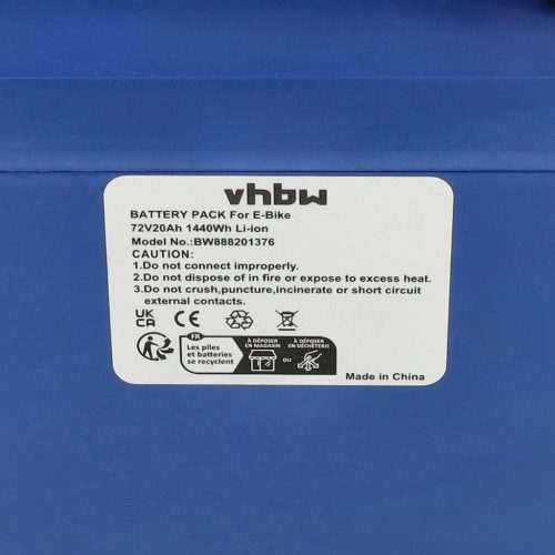 VHBW Battery for Electric Wheelchair, E-Bike, etc., Li-Ion, 72V, 20Ah, blue, with charger