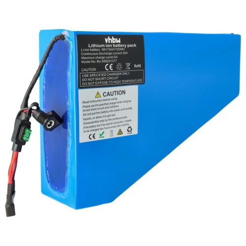 VHBW Akkucsomag + Töltő és háromszög táska E-Bike-hoz, Li-Ion, 48V, 15000mAh