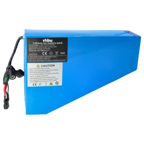 VHBW Akkucsomag + Töltő és háromszög táska E-Bike-hoz, Li-Ion, 48V, 15000mAh