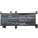 Notebook akkumulátor  Asus 0B200-02630000, C21N1638 - 4750 mAh 7,6 V Li-polimer, fekete