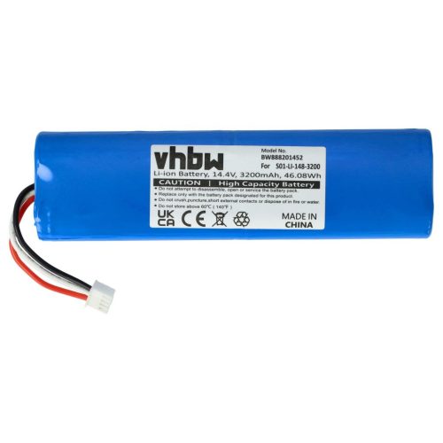 VHBW Akku für Ecovacs S01-LI-148-2600, S01-LI-148-3400, S01-LI-148-3200 - 3200 mAh, 14,4 V, Li-Ion